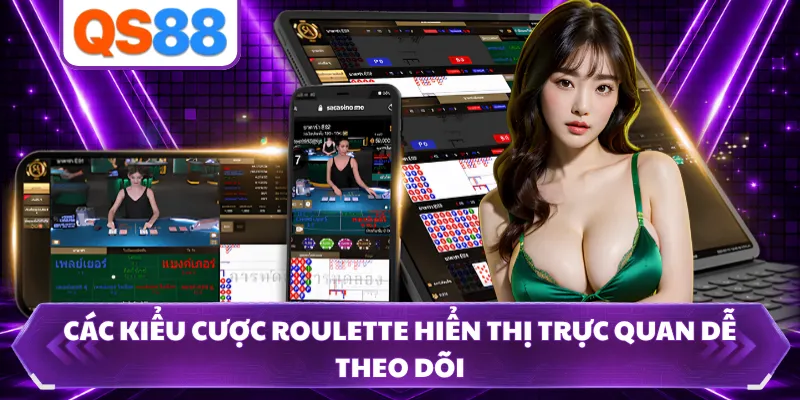 Các kiểu cược roulette hiển thị trực quan dễ theo dõi